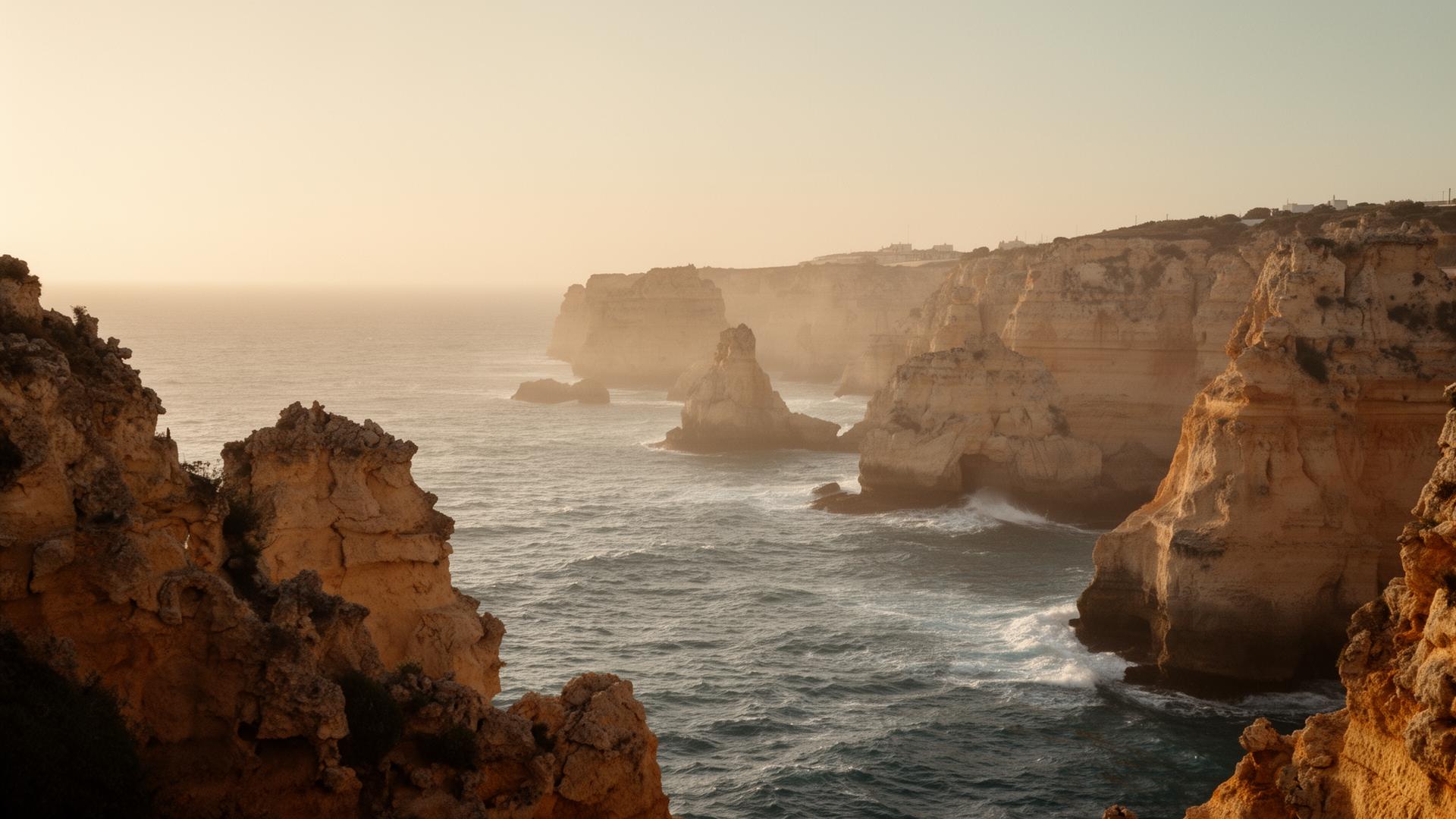 The Algarve coast at golden hour